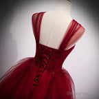 Fairytale Tulle Burgundy Sweet 16th Dress Ball Gowns for Prom,Princess Prom Dresses