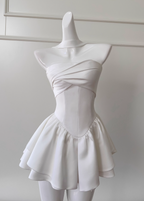 Fairytale White Strapless Short Prom Dress For Prom&Birthday Elegant Prom Dresses