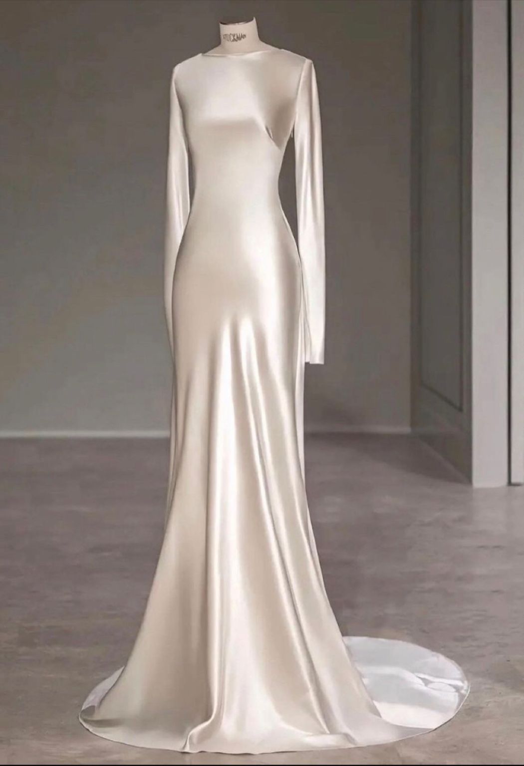 Fairytale With Long Sleeves And Open Back Satin Wedding Dresses Main image