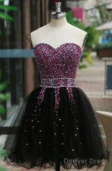 Fancy Sweetheart Lace-Up Short Homecoming Dress With Beading