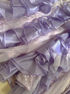Fantasy Purple Mermaid Ruffled Tulle Sequined Long Prom Dresses Evening Dresses