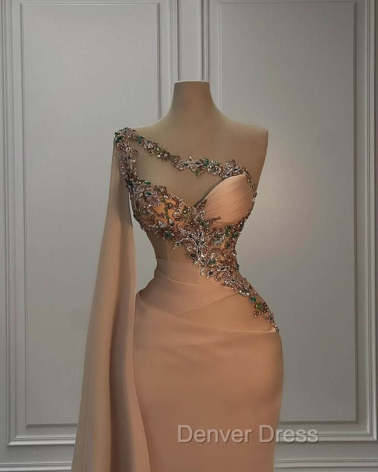 Fashion Evening Dresses For Women One Shoulder Sleeveless Gown Appliques Prom Party Dresses Secondary image