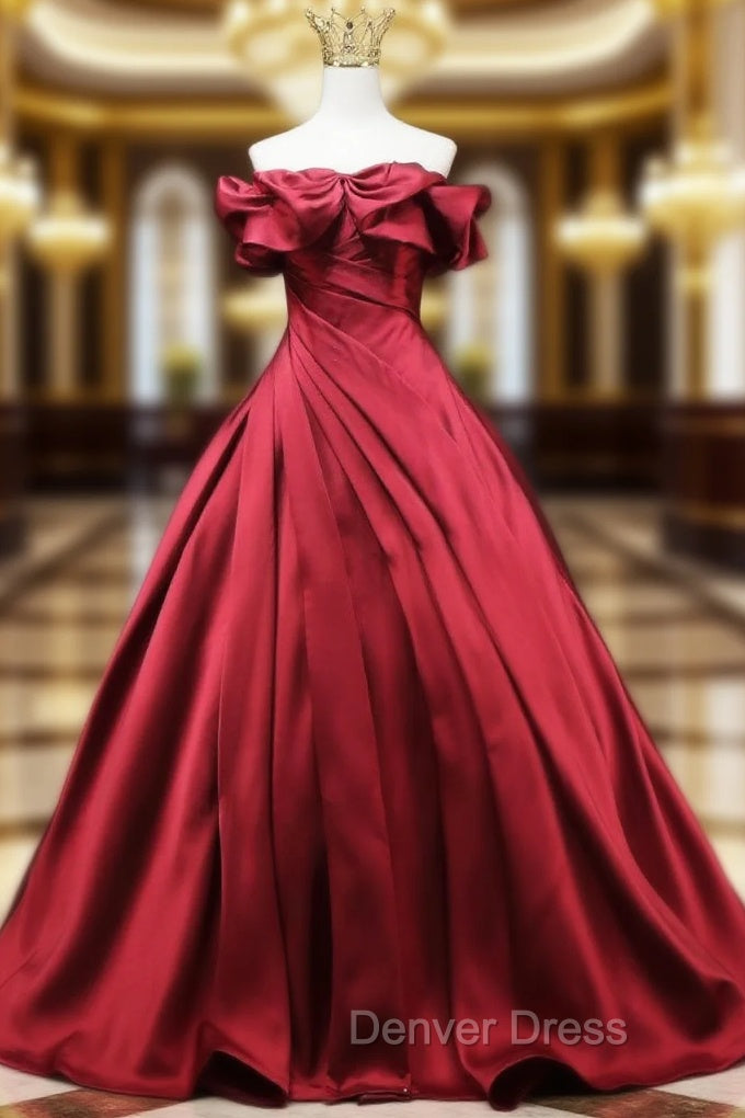 Fashion Green Satin Off the Shoulder Pleats Prom Dresses