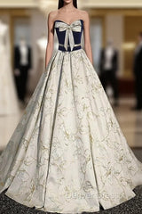 Fashion Strapless Prom Dresses With Bow