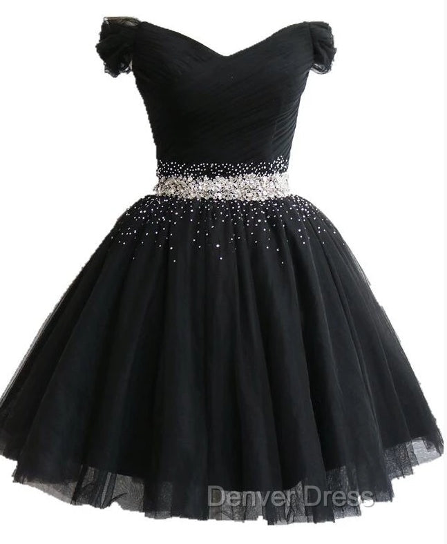 Fashionable Black Short Beaded Party Dresses, Black Prom Dresses Secondary image