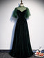 Fashionable Dark Green Velvet Long Prom Gowns, Green Bridesmaid Dresses