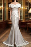 Fashionable White Mermaid Satin Pleats Wedding Dresses
