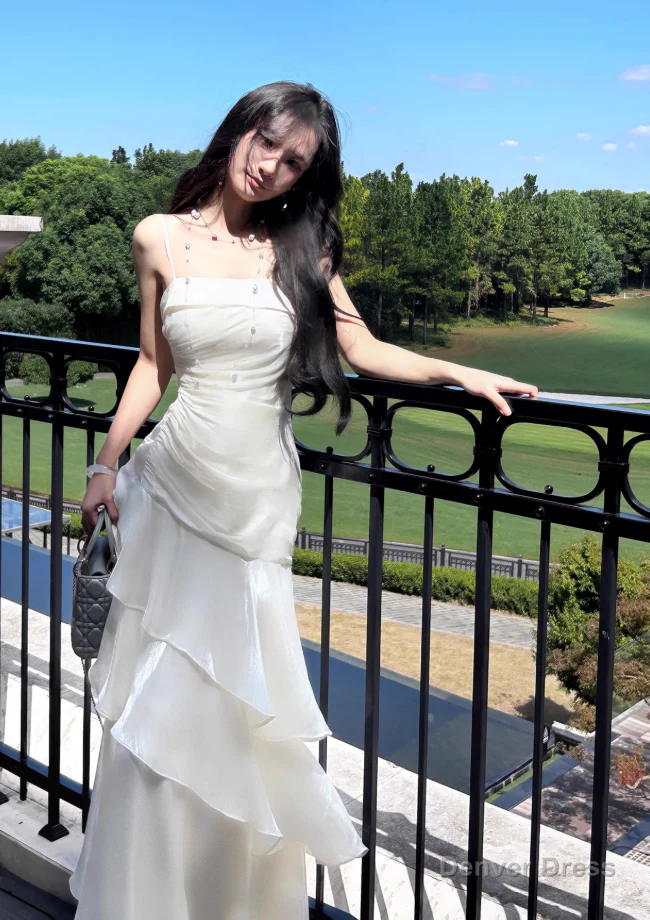 Sexy Straps Prom Dress Irregular Ruffles Mermaid Birthday Dresses