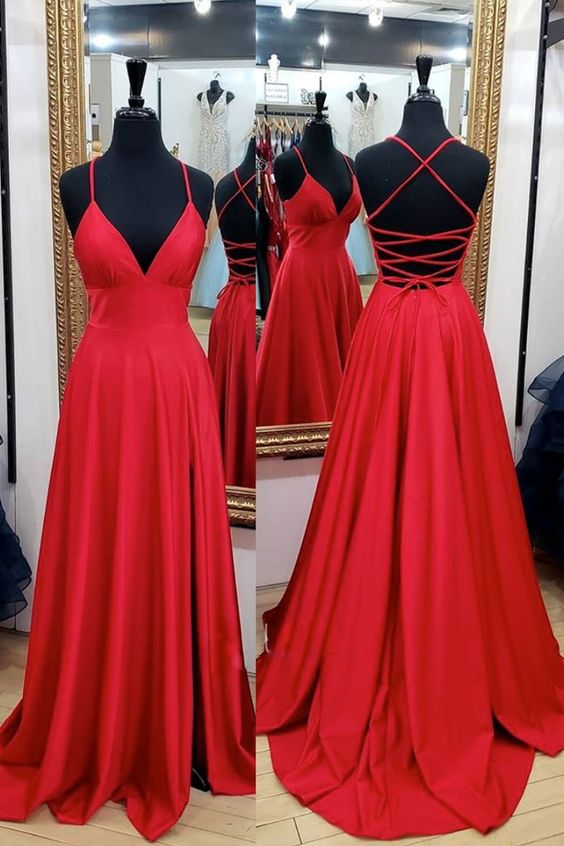 Red Simple Long Prom Dress,Popular Evening Dress,Fashion Winter Formal Dress
