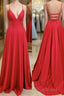 Red Simple Long Prom Dresses,Popular Evening Dresses,Fashion Winter Formal Dresses