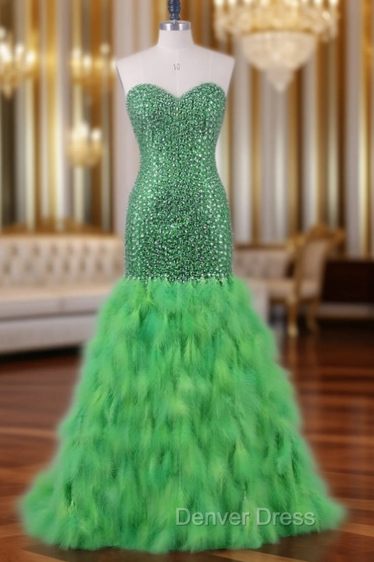 Feather Mermaid Prom Dresses Long Formal Dresses For Women Wedding Party Main image