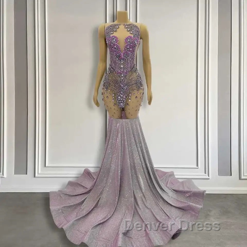 Purple Mermaid Prom Dresses Sleeveless with Long Beadings Secondary image