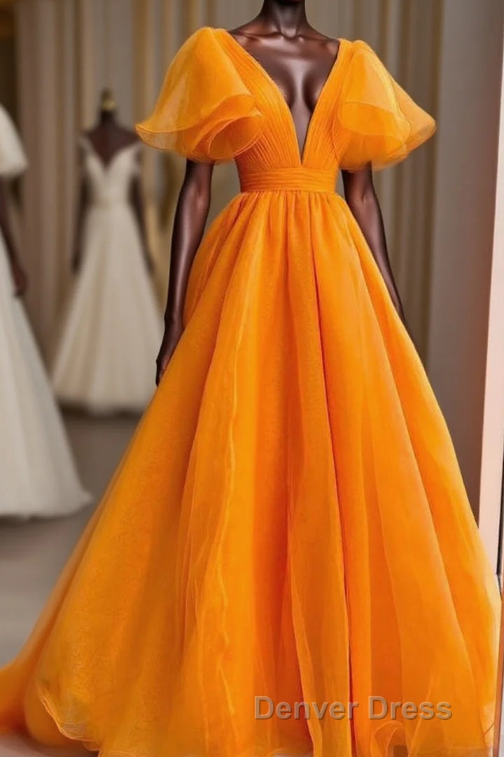 Uniqus Long Prom Dresses Orange Formal Dresses Main image