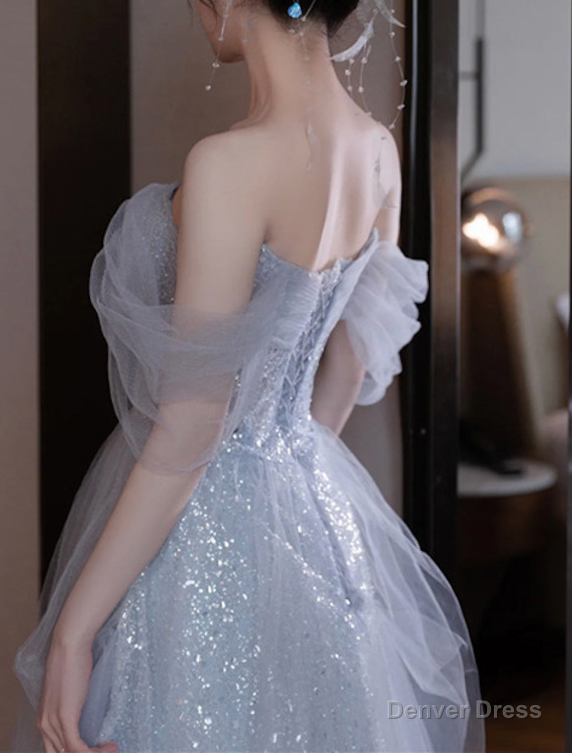 A Line Prom Dress Elegant Dress Wedding Guest Prom Floor Length Sleeveless Off Shoulder Sequined with Sequin Dresses to impress