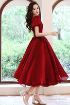 Red v neck short prom Dress A Line homeocming Dresses