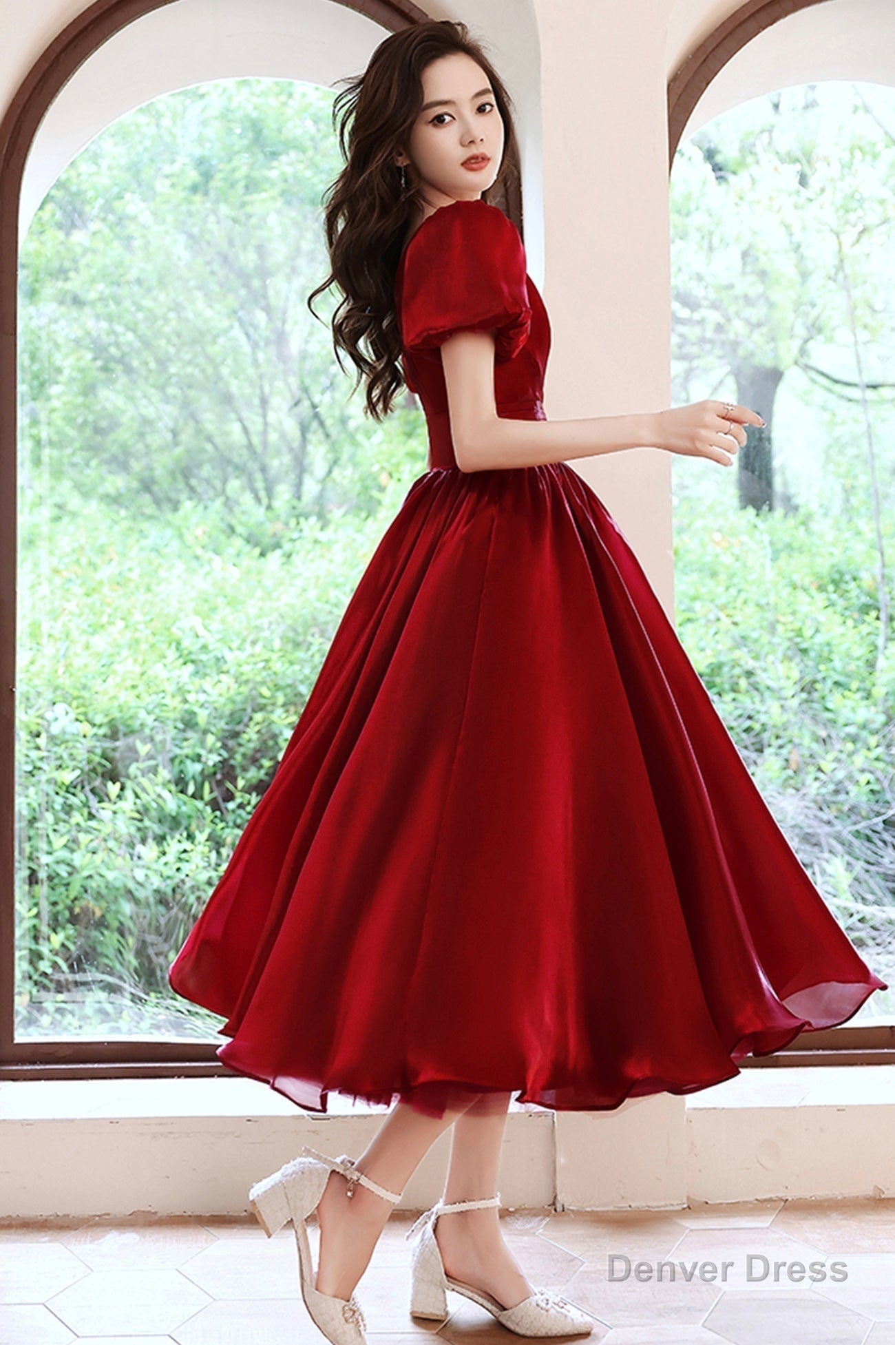 Red v neck short prom Dress A Line homeocming Dresses