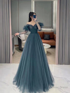 Cute Tulle Long Prom Dress A Line Prom Dresses
