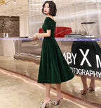Green velvet short prom Dress homecoming Dresses