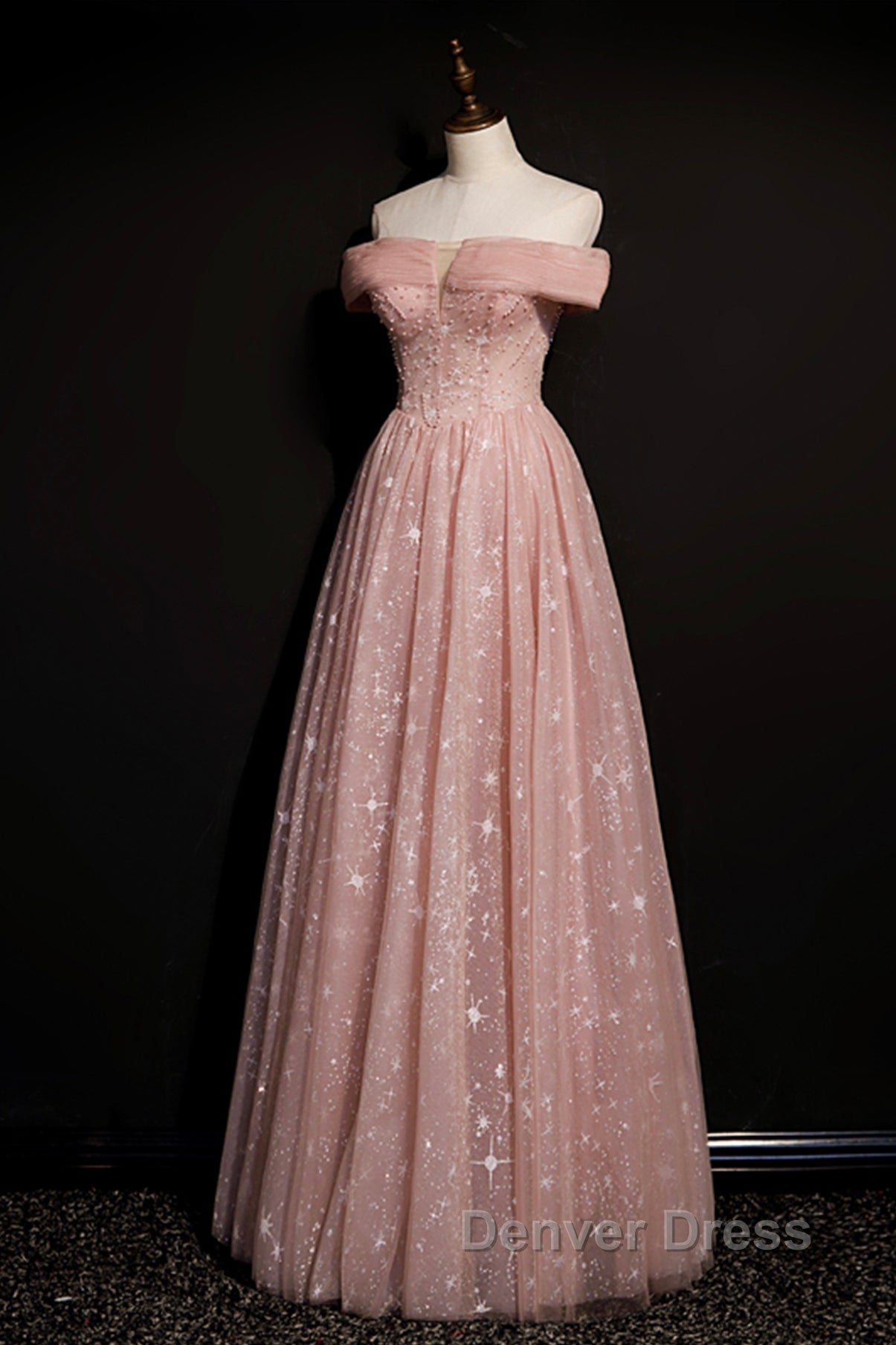 Cute tulle long A line prom Dresses evening Dresses