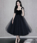 Black velvet tulle short prom Dress homecoming Dresses