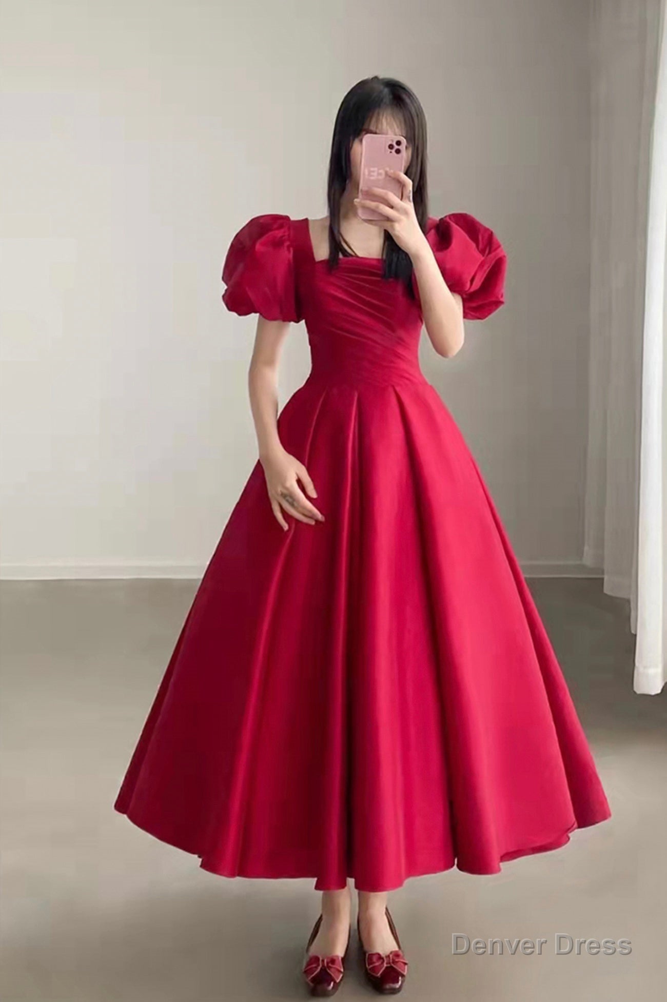 Burgundy tulle short prom dress homecoming dress Main image