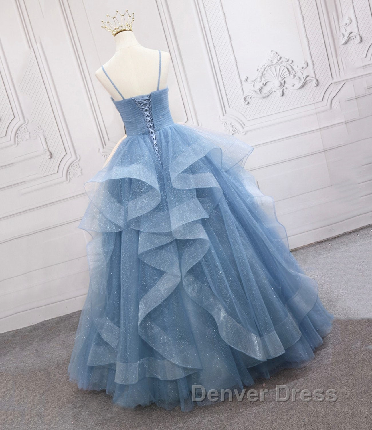 Blue Tulle Long Prom Dresses Blue Evening Gown Secondary image