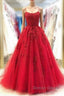 Ball Gown Red Criss-cross Back Prom Dresses