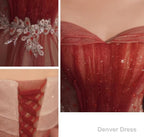 Red Gradient Off the Shoulder Tulle Prom Dresses