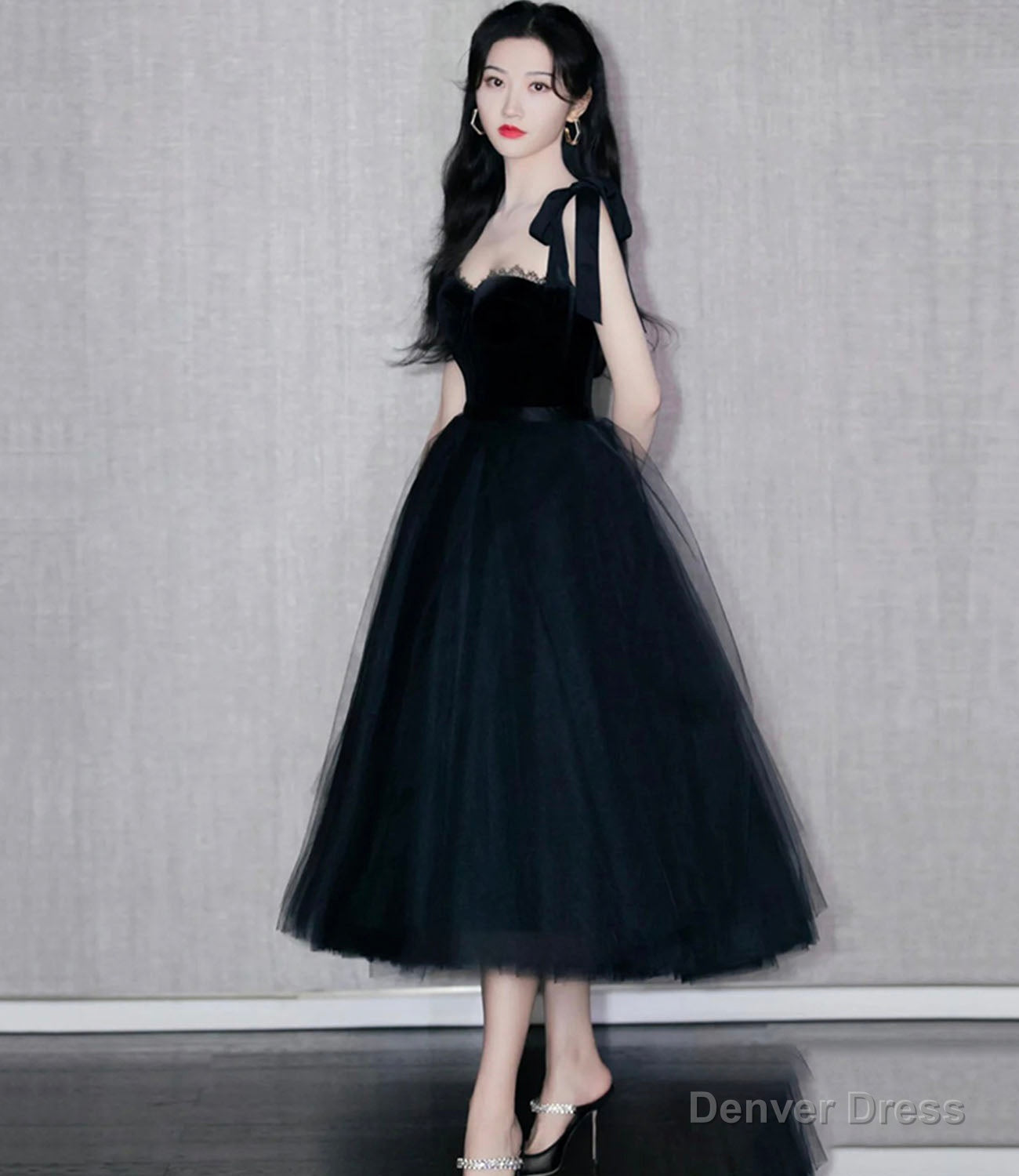 Black velvet tulle short prom Dress homecoming Dresses