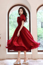 Red v neck short prom Dress A Line homeocming Dresses