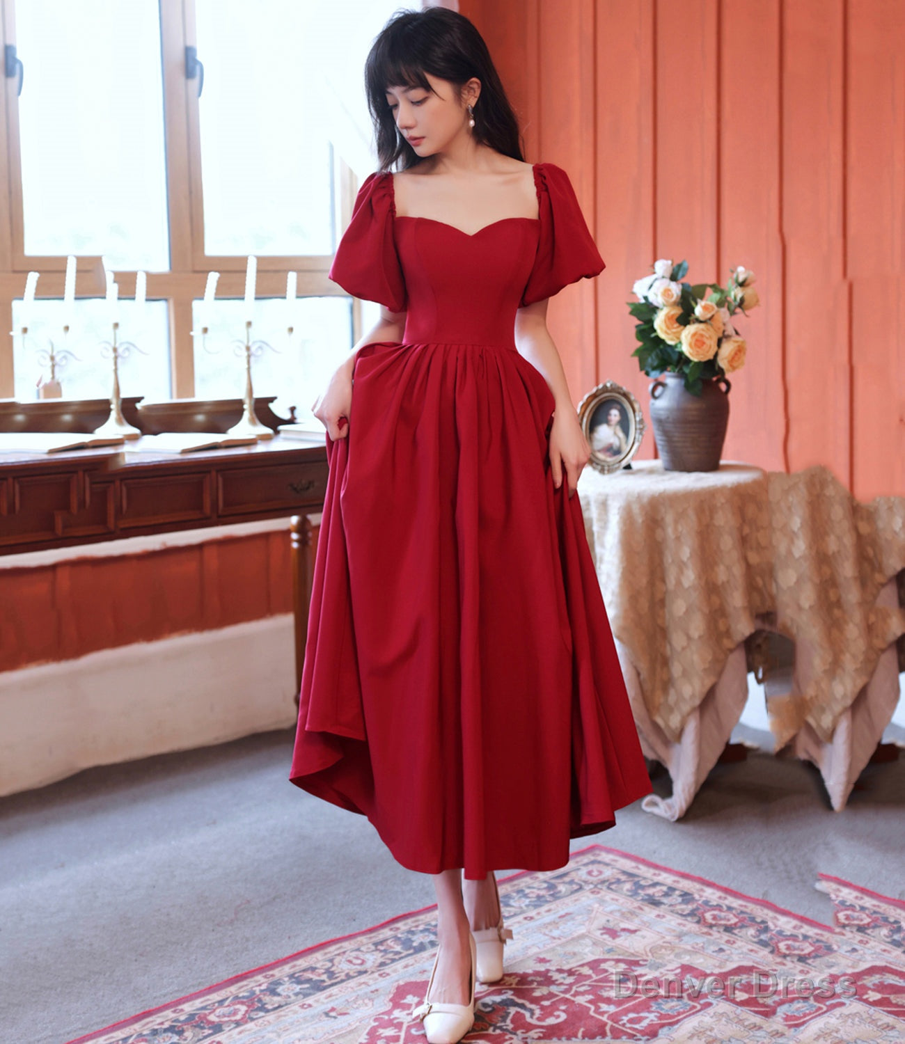 Red A Line short prom Dress red Prom Dresses