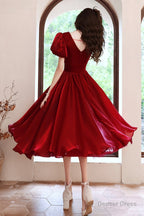 Red v neck short prom Dress A Line homeocming Dresses