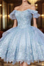 Vintage Blue Lace Homecoming Dresses,Off the Shoulder Prom Dresses