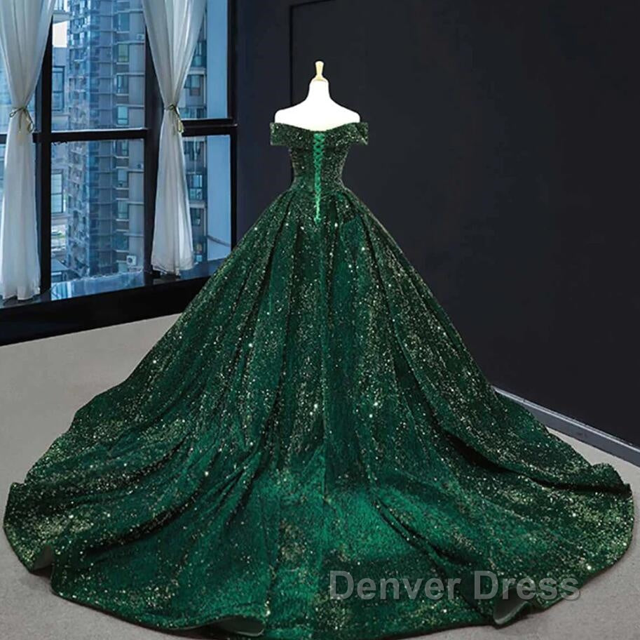 Vintage Off Shoulder Green Long Quinceanera Dress Sweet 16 Prom Dresses