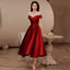 Burgundy satin short prom dress homecoming dress