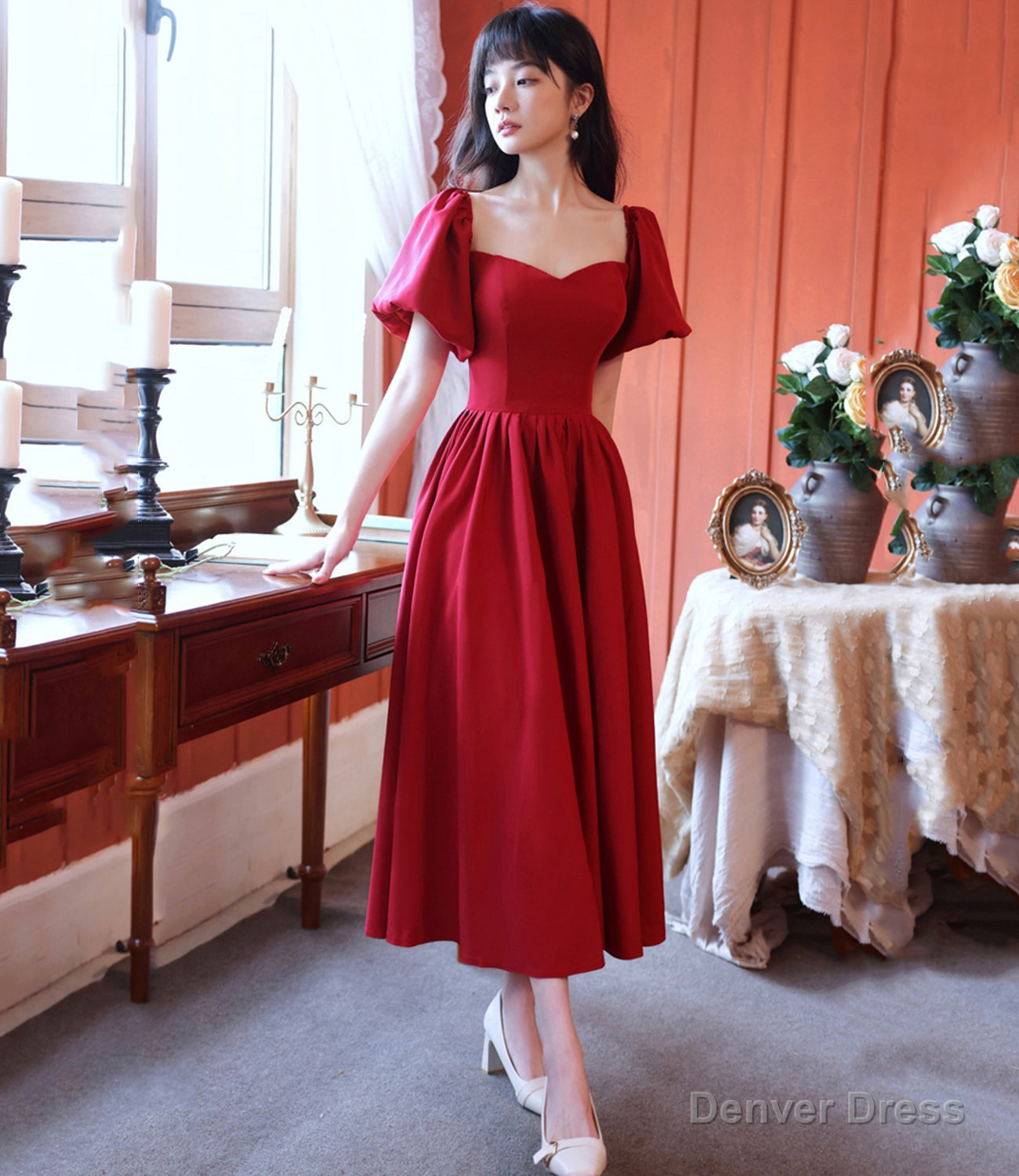 Red A Line short prom Dress red Prom Dresses Secondary image