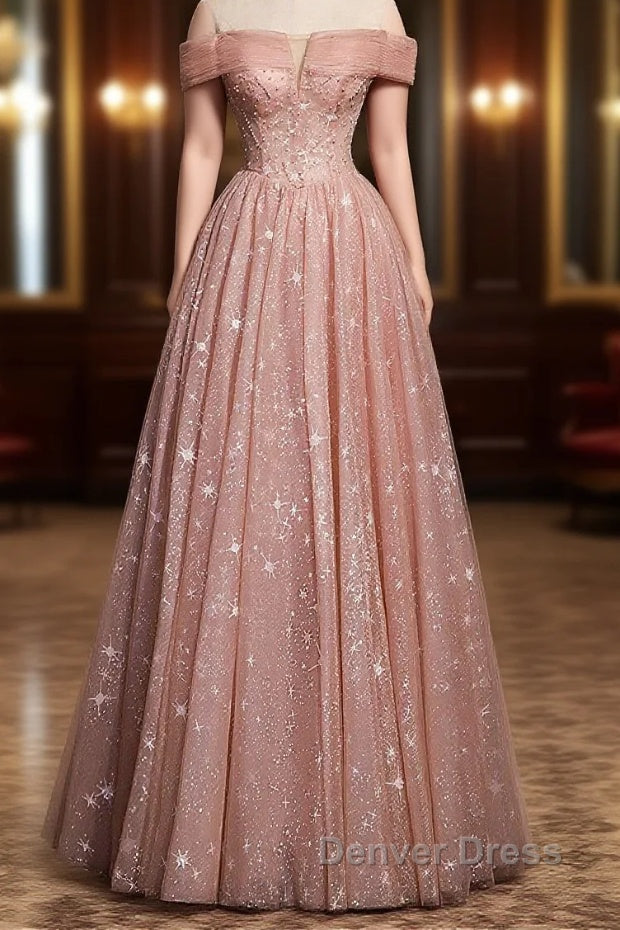 Cute tulle long A line prom Dresses evening Dresses Main image