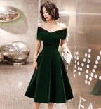 Green velvet short prom Dress homecoming Dresses
