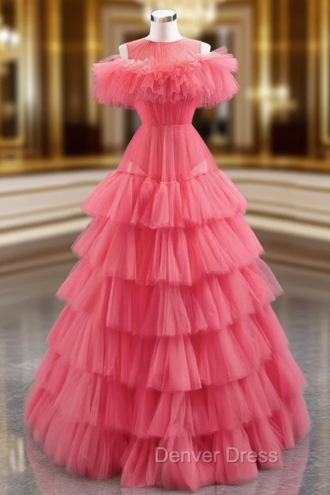 Find Plenty Of A Line Red Tulle Pleates Tiers Long Prom Dresses