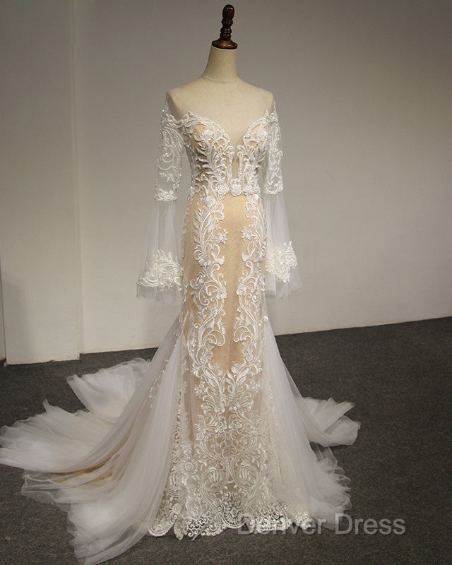 Flare Sleeve Sexy Mermaid Wedding Dresses