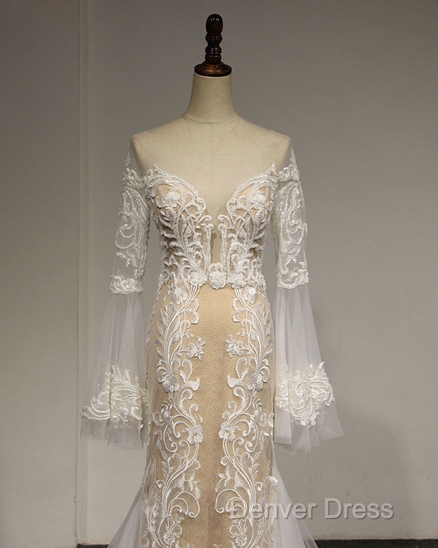 Flare Sleeve Sexy Mermaid Wedding Dresses