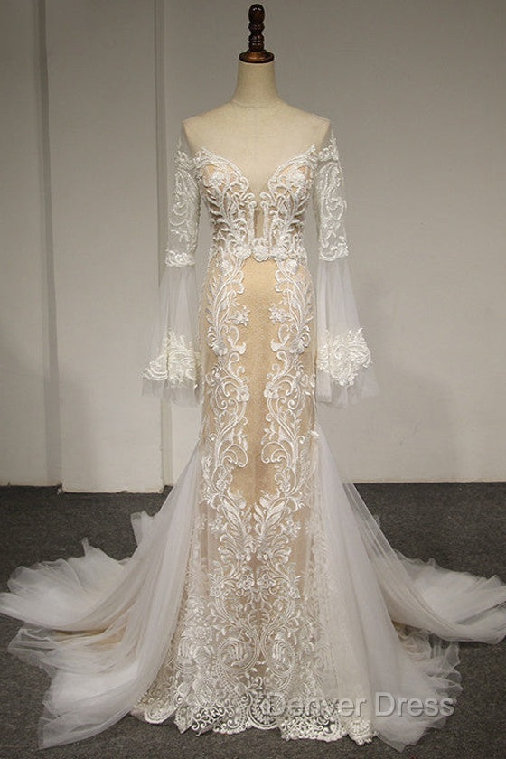 Flare Sleeve Sexy Mermaid Wedding Dresses Main image