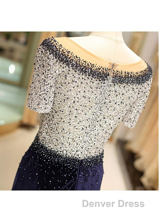 Fleece & Lace Scoop Short Sleeve Mermaid Prom Dresses Secondary image