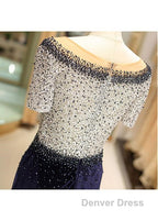 Fleece & Lace Scoop Short Sleeve Mermaid Prom Dresses