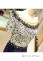 Fleece & Lace Scoop Short Sleeve Mermaid Prom Dresses