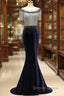 Fleece & Lace Scoop Short Sleeve Mermaid Prom Dresses