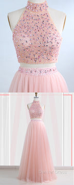 Floor Length Tulle Sleeveless Prom Dresses