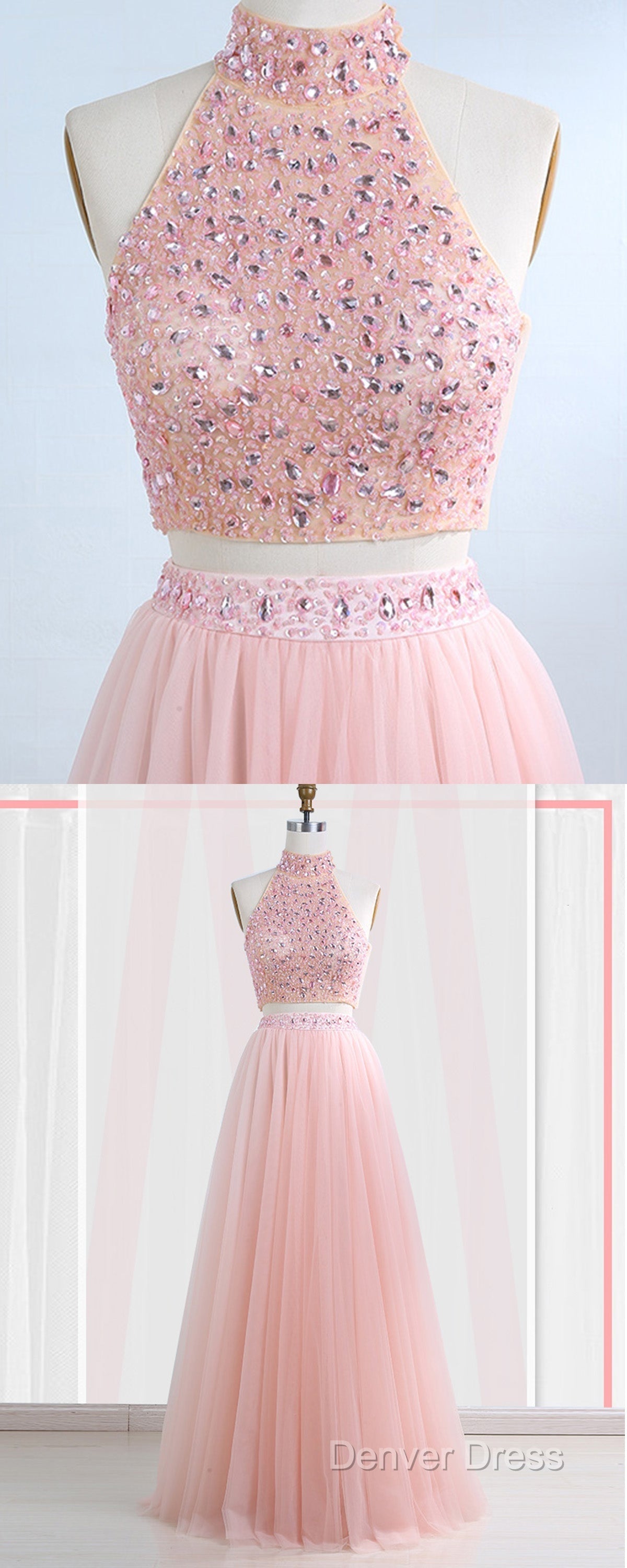 Floor Length Tulle Sleeveless Prom Dresses