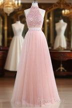 Floor Length Tulle Sleeveless Prom Dresses