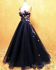 Floral Flowers One Shoulder Prom Dresses Organza Ruffles